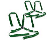 Universal Green Nylon Racing Seat Belt Harness 4 Point Quick Release Camlock Set Pack of 2