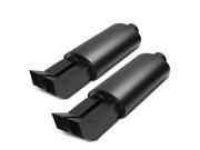 2X 3 INLET BLACK DUAL BENT SQUARE TIP T304 STAINLESS RACING OVAL EXHAUST MUFFLER