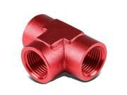 FEMALE 1 8 27 NPT PIPING RED ANODIZED FINISH ALUMINUM TEE FITTING ADAPTER
