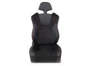 Red Stitch Black Trim PVC Leather Reclinable Racing Seat Adjustable Slider Passenger Right Side