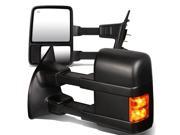 For 08 16 Ford F Series P3 P473 Pair of Black Powered Heated Signal Glass Manual Extenable Side Towing Mirrors 14 15