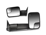 For 98 02 Ram 1500 2500 3500 Pair of Black Powered Heated Signal Glass Manual Foldable Side Towing Mirrors 00 01