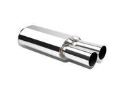 2.5 INLET 3 CHROME DUAL TIP T304 STAINLESS STEEL RACING OVAL EXHAUST MUFFLER