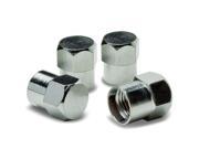 Hexagon Style Alloy Coated Polished Silver Chrome Tire Valve Stem Caps Pack of 4