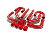 UNIVERSAL 8PC 2.75 ALUMINUM FMIC INTERCOOLER PIPING SILICONE HOSE T CLAMP RED