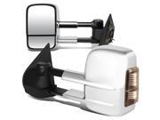 For 97 04 Ford F150 Pair of Chrome Powered Heated Smoked Signal Glass Manual Extenable Side Towing Mirrors 01 02 03