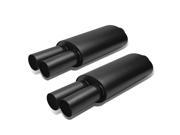 2X 3 INLET 3 BLACK DUAL TIPS T304 STAINLESS STEEL RACING OVAL EXHAUST MUFFLER