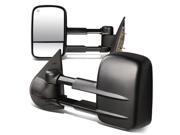 For 07 13 Silverado Sierra HD Pair of Black Powered Heated Glass Manual Extenable Side Towing Mirrors 09 10 11 12