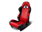 FULLY RECLINABLE PVC LEATHER RED BLACK RACING SEAT SLIDER RAIL DRIVER LEFT SIDE