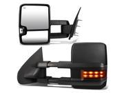 For 14 17 Silverado Sierra K2XX Pair of Black Powered Heated Signal Glass Manual Extenable Side Towing Mirrors 16