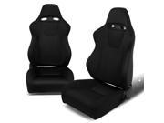 Pair of Black Stitch Black Trim Woven Fabric Reclinable Sports Style Racing Seat Adjustable Sliders