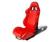 FULL RECLINABLE PVC LEATHER SPORTS RACING SEAT MOUNT SLIDER RED DRIVER LEFT SIDE