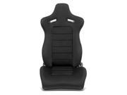 Universal Black Stitch Black Trim Woven Fabric Reclinable Racing Seat Adjustable Slider Driver Left Side