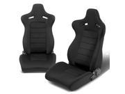 Pair of Universal Black Stitch Black Trim Woven Fabric Reclinable Racing Seat Adjustable Sliders