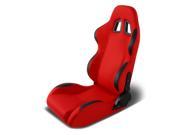 FULL RECLINABLE RED BLACK FABRIC RACING SEAT ADJUSTABLE SLIDER DRIVER LEFT SIDE