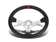 350mm Silver 6 Bolt Spoke Red Stitched PVC Leather Racing Steering Wheel