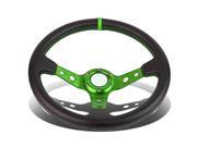 350mm Green 6 Bolt Spoke Green Stitched PVC Leather Racing Steering Wheel