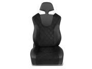 Black Stitch Black Trim PVC Leather Reclinable Racing Seat Adjustable Slider Passenger Right Side