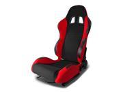 FULLY RECLINABLE RED BLACK CLOTH TYPE R RACING SEAT SLIDER RAIL DRIVER LEFT SIDE
