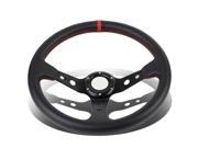 350mm Black 6 Bolt Spoke Red Stitched PVC Leather Racing Steering Wheel