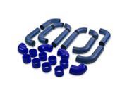 UNIVERSAL TYPE 2 12PC 2.5 ALUMINUM TURBO INTERCOOLER PIPING HOSES CLAMPS BLUE
