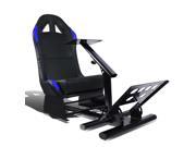 Racing Seat Driving Simulator Cockpit Adjustable Gaming Chair Steering Wheel Pedal Gear Shifter Mount Blue