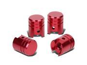 Piston Style Polished Aluinum Red Tire Vavle Stem Caps Pack of 4