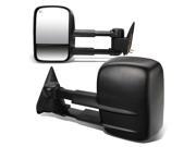 For 03 07 Silverado Sierra Pair of Black Powered Heated Glass Manual Extenable Side Towing Mirrors 04 05 06