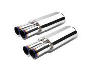 2X 2.5 INLET 3 DUAL BURNT TIP T304 STAINLESS STEEL RACING OVAL EXHAUST MUFFLER
