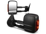 For 03 07 Silverado Sierra HD Pair of Black Powered Heated Signal Glass Manual Extenable Side Towing Mirrors 05 06