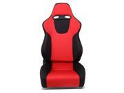 Red Stitch Black Trim Woven Fabric Reclinable Sports Style Racing Seat Adjustable Slider Passenger Right Side