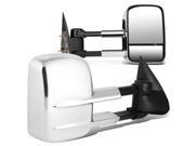 For 99 06 Silverado Sierra Pair of Chrome Textured Telescoping Manual Extenable Side Towing Mirrors 00 01 02 03 04 05