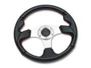 320mm Aluminum 3 Silver Center Spoke Racing Steering Wheel With Faux Leather