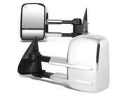 For 03 07 Silverado Sierra Pair of Chrome Powered Heated Glass Manual Extenable Side Towing Mirrors 04 05 06