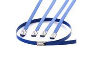 5pcs 12 300mm Long Stainless Steel Wrap Cable Zip Tie Blue