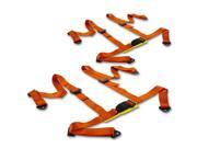 Universal Orange Nylon 4 Point Racing Seat Belt Harness Buckle Pack of 2