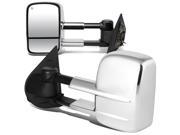 For 07 13 Silverado Sierra HD Pair of Chrome Powered Heated Glass Manual Extenable Side Towing Mirrors 09 10 11 12