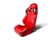 NRG FULLY RECLINABLE PVC LEATHER RACING SPORTS SEAT SLIDER RED DRIVER LEFT SIDE