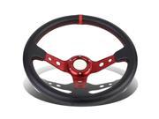 350mm Red 6 Bolt Spoke Red Stitched PVC Leather Racing Steering Wheel