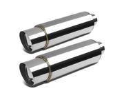 2X 2.5 INLET 4.5 CHROME SLANT TIP T304 STAINLESS RACING ROUND EXHAUST MUFFLER