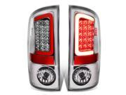 For 07 09 Dodge Ram Pickup 3rd Gen Pair of 3D Red LED Bar Chrome Housing Clear Lens Brake Tail Lights 08