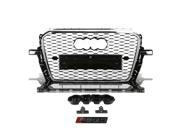 For 13 16 Audi Q5 SQ5 MLB MLP Chrome Trim Black Mesh ABS Honeycomb RS Style Front Bumper Grill 14 15