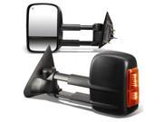 For 14 17 Silverado Sierra GMT K2XX Pair of Black Powered Heated Signal Glass Manual Extenable Side Towing Mirrors