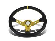 350mm Gold 6 Bolt Spoke Gold Stitched PVC Leather Racing Steering Wheel