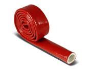 Red Heat Shielded Fire Sleeve for Oil Fuel Lines Electrical Wiring 20mm X 1 Ft