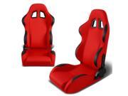 Pair of Full Reclinable Red and Black Trim PVC Leather Type R Racing Seats Adjustable Sliders
