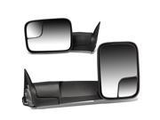 For 94 02 Dodge Ram BR BE Pair of Black Telescoping Manual Foldable Side View Towing Mirror 99 00 01