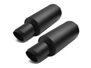 2X 3 INLET 4.5 BLACK DOMED TIP T304 STAINLESS STEEL RACING ROUND EXHAUST MUFFLER