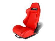 TYPE R FULL RECLINABLE PVC LEATHER RACING SEAT MOUNT SLIDER RED DRIVER LEFT SIDE
