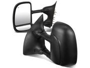 For 99 07 Ford F250 350 450 Pair of Black Powered Heated Glass Manual Extenable Side Towing Mirrors 03 04 05 06
